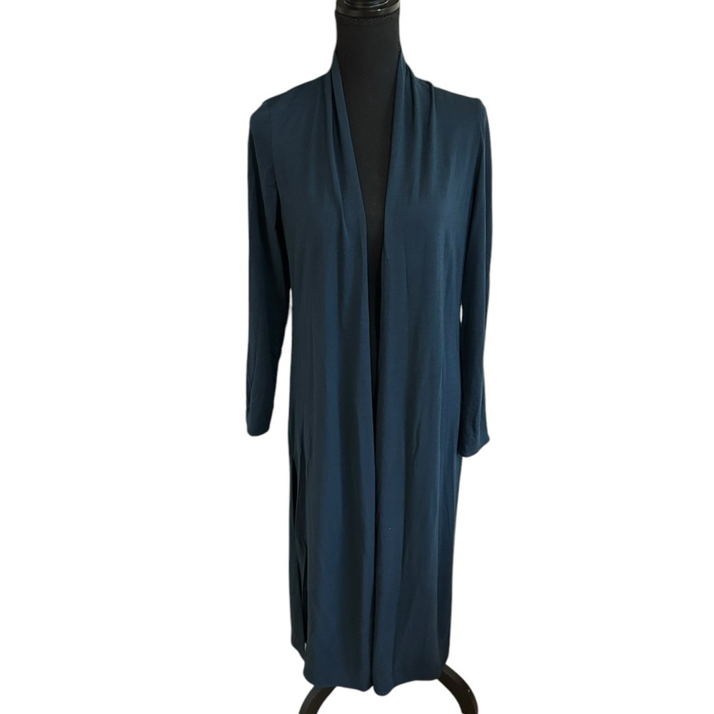 Ramblers Way Wool Dharma Drape Scarf Jacket Cardigan in Navy Size Small